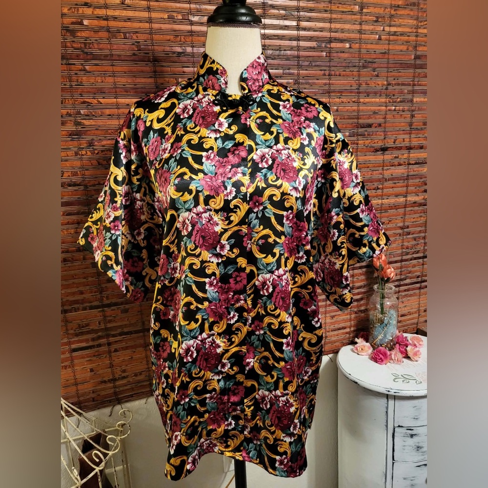 Elegant Floral Satin Women's Shirt